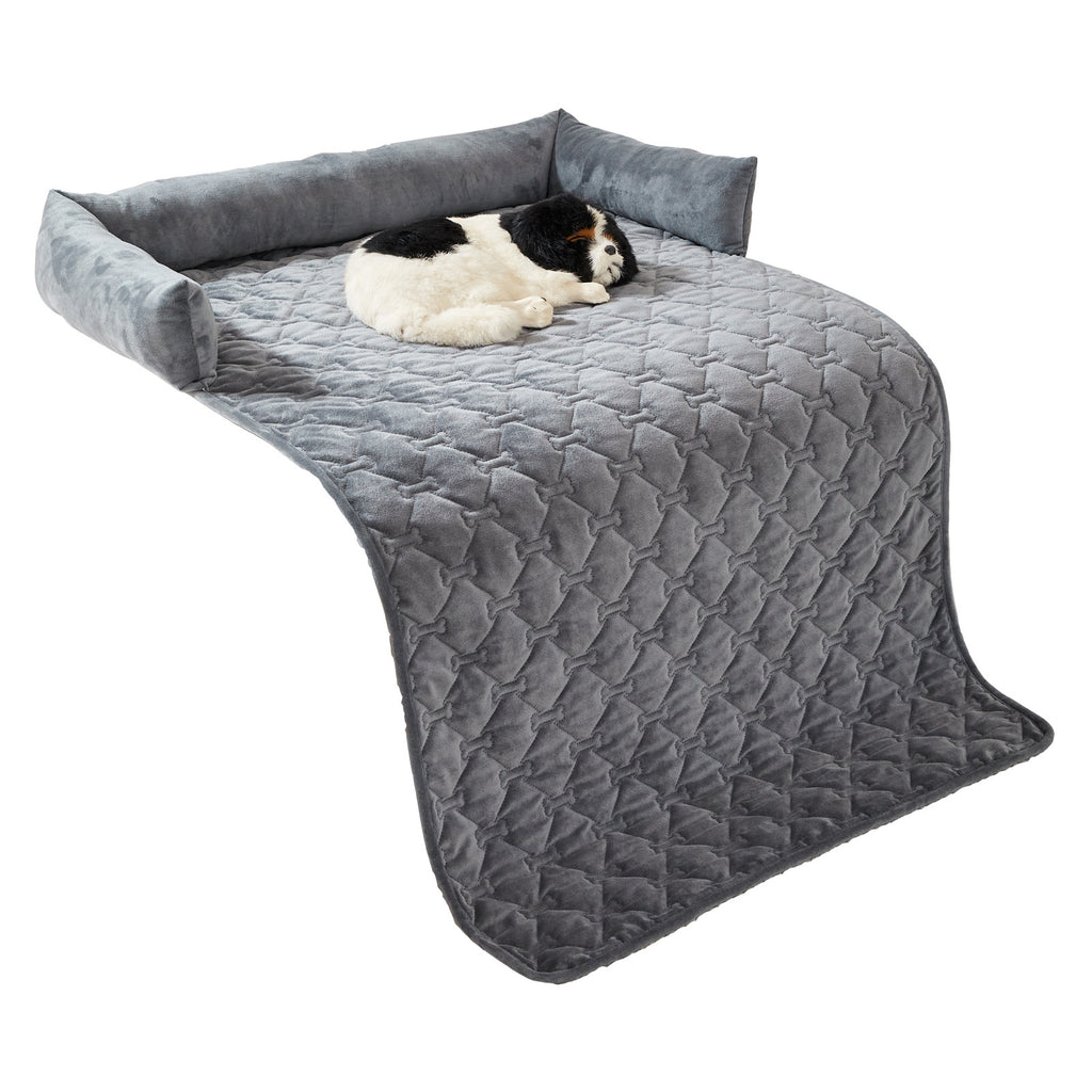 Plush Bone-Shaped Pet Bed with Pillow