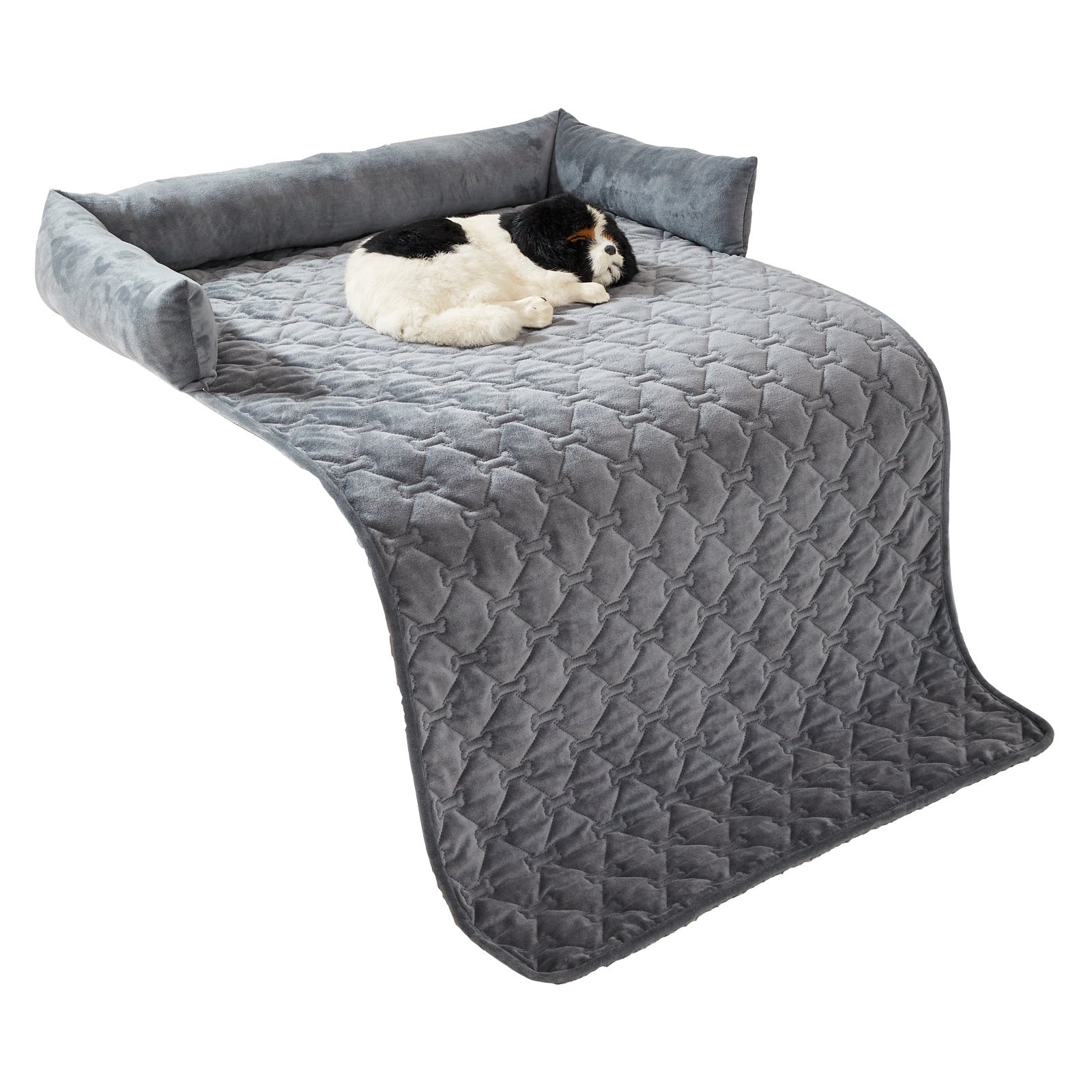 Plush Bone-Shaped Pet Bed with Pillow